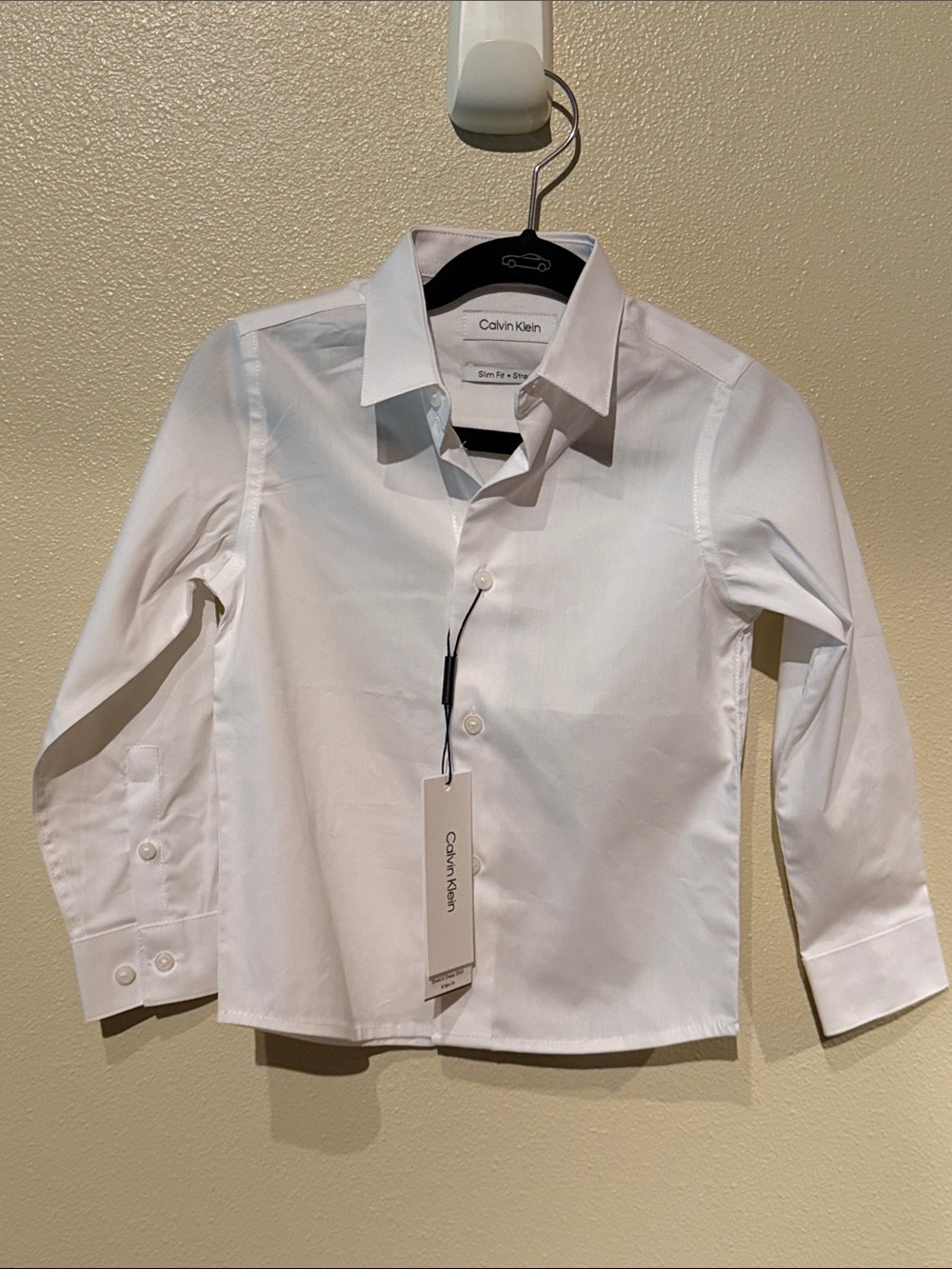 Calvin Klein Size 4 White Boys' Dress Shirt - Classic Spread Collar